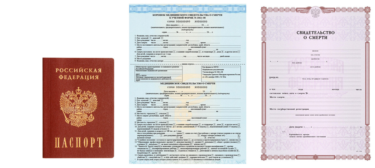 паспорт, гербовое свидетельство, медицинское свидетельство